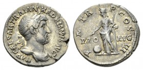 Hadrian, 117-138 Denarius 119-122, AR 17.5mm., 3.30g. Laureate and draped bust r. Rev. Providentia standing l., holding sceptre and leaning on column;...