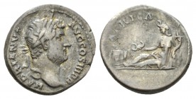 Hadrian, 117-138 Denarius 134-138, AR 18.5mm., 3.43g. Laureate head r. Rev. Africa reclining l., holding scorpion and cornucopia. RIC 299. C 138.

A...