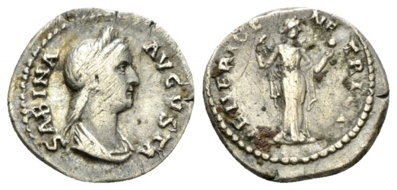 Sabina, wife of Hadrian Denarius 134-136, AR 18.5mm., 2.95g. Diademed and draped...