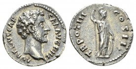Marcus Aurelius Caesar, 139-161 Denarius 148-149, AR 18mm., 3.05g. AVRELIVS CAESAR AVG P II F Bare head r. Rev. TR POT III COS II Minerva standing r.,...