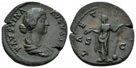 Faustina junior, daughter of Antoninus Pius and wife of Marcus Aurelius Sestertius circa 161-176, Æ 32mm., 20.10g. FAVSTINA AVGVSTA Draped bust r., ha...