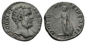 Clodius Albinus, 195-197 Denarius 194-195, AR 18.5mm., 3.51g. D CLOD SEPT ALBIN CAES Bare head r. Rev. MINER PACIF COS II Helmeted Minerva standing l....