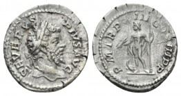 Septimius Severus, 193-211 Denarius 205, AR 19.5mm., 3.43g. SEVERVS PIVS AVG Laureate head r. Rev. P M TR P XIII COS III P P Jupiter standing l., hold...