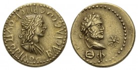 Rhescuporis III, king of Bosporus under Caracalla, 211-226. Stater 215-216, AV 20mm., 7.56g. Diademed and draped bust of Rhescuporis r. Rev. Laureate ...