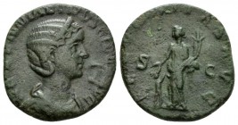 Julia Mamaea, mother of Severus Alexander Sestertius 232, Æ 25.5mm., 14.29g. Draped bust r., wearing stephane. Rev. Fecunditas standing l., holding co...