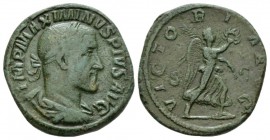Maximinus I, 235-238 Sestertius 235-236, Æ 31.5mm., 22.05g. IMP MAXIMINVS PIVS AVG Laureate, draped and cuirasseds bust r. Rev. VICTORIA AVG Victory a...