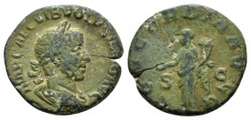 Volusian, 251-253 As 251-253, Æ 23.5mm., 8.30g. IMP CAE C VIB VOLVSIANO AVG Laureate, draped and cuirassed bust r. Rev. CONCORDIA AVGG Concordia stand...
