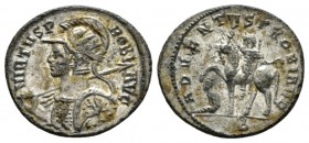 Probus, 276-282 Antoninianus Cyzicus 276-277, billon 23mm., 3.94g. VIRTVS PROBI AVG Radiate, helmeted and cuirassed bust left, holding round shield an...