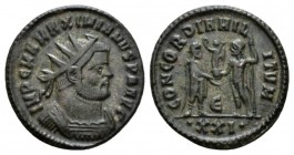 Maximianus Herculius, first reign 286-305 Antoninianus Antioch 293, billon 21mm., 3.76g. IMP C M MAXIMIANVS AVG Radiate, draped and cuirassed bust rig...