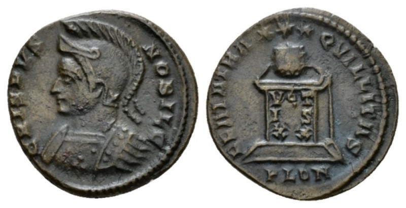 Crispus caesar, 317-326 Follis Londinium 321-322, Æ 19mm., 3.29g. CRISPVS NOBI L...