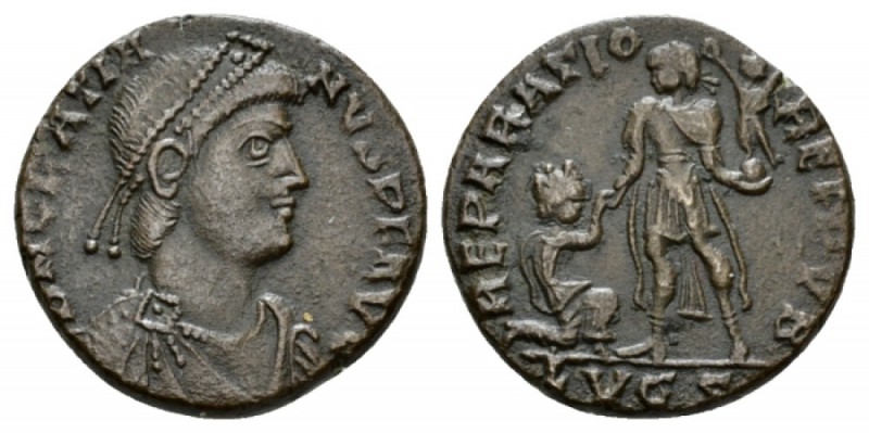 Gratian, 367-383 Follis Ludunum 378-383, Æ 22mm., 5.84g. Diademed and draped bus...