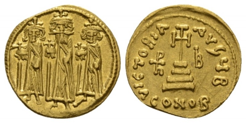 Heraclius and colleagues, 610-641 Solidus 4.36 circa 638-639, AV 19.5mm., 19.5g....