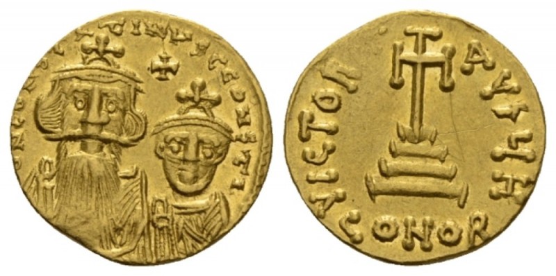 Heraclius, 610 – 641, and associate rulers Solidus 654-659, AV 19.5mm., 4.44g. d...