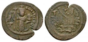 Uncertain rulers Fals circa 680, Æ 22.5mm., 3.25g. Emperor standing facing. Rev. Monogram. Walker type 12.

Very Fine.

 

In addition, winning ...