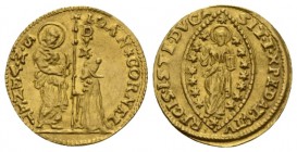 Venice, Ducato 1709-1722, AV 23mm., 3.50g. Venice, Giovanni Corner II, 1709-1722 Zecchino 1709-1722, AV 22mm., 3.48g. Doge kneeling before St. Mark. R...