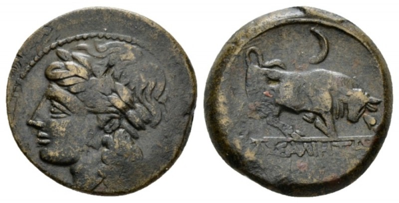 Gallia, Massalia Bronze circa 240-215, Æ 23.5mm., 8.69g. Laureate head of Apollo...