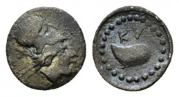 Campania, Cumae Obol circa 460-421, AR 10mm., 0.74g. Helmeted head of Athena r. Rev. KY Mussel. Rutter 96-98. Historia Numorum Italy 527.

Old cabin...