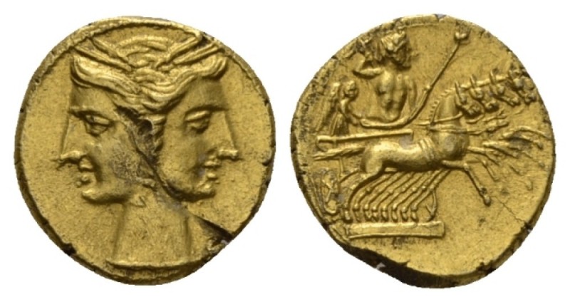 Bruttium, Carthaginian occupation Three-eighths Shekel circa 215-205, EL 14mm., ...