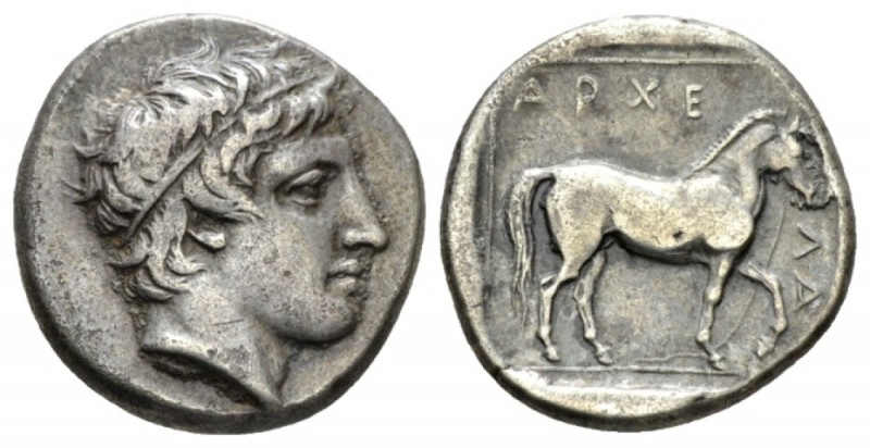 Kingdom of Macedon, Archelaus 413-399 Stater 413-399, AR 22.5mm., 10.72g. Head o...