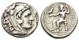 Kingdom of Macedon, Alexander III, 336 – 323 Amphipolis Tetradrachm circa 320-317, AR 25mm., 17.16g. Head of Herakles r., wearing lion skin headdress....