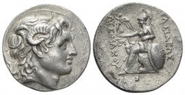 Kingdom of Thrace, Lysimachus 323-281 Lampsacus Tetradrachm 297-281, AR 31mm., 17.02g. Diademed head of deified Alexander r., with the horn of Ammon. ...