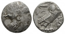 Attica, Athens Tetradrachm circa 336-297, AR 19.5mm., 16.92g. Head of Athena r., wearing crested Attic helmet. Rev. AΘE Owl, with closed wings, standi...