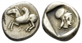Corinthia, Corinth Stater circa 510-450, AR 18mm., 8.63g. Pegasus flying l. Rev. Head of Athena r., wearing Corinthian helmet. Calciati 55. Ravel 231....