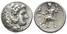 The Seleucid Kings, Alexander III, 336 – 323 Babylon Tetradrachm circa 325-323, AR 21mm., 17.05g. Head of Herakles r., wearing lion skin. Rev. Zeus Aë...