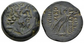 The Seleucid Kings, Antiochos IV Epiphanes, 175-164 Antioch on the Orontes Bronze 169-168, Æ 32.5mm., 38.61g. Laureate head of Zeus-Serapis right, wea...