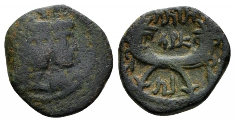 Kings of Nabathaea, Aretas IV, with Shaqilat. 9 BC-AD 40. Petra Bronze 20-40, Æ ...