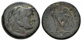 The Ptolemies, Ptolemy II Philadelphos, 285-246 Alexandria Bronze 260-246, Æ 23mm., 9.45g. Head of Alexander III r. Rev. Eagle standing l.; on thunder...