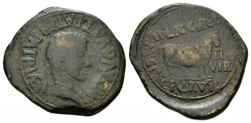 Hispania, Calagurris Octavian as Augustus, 27 BC – 14 AD As After 2 BC, Æ 31.5mm...