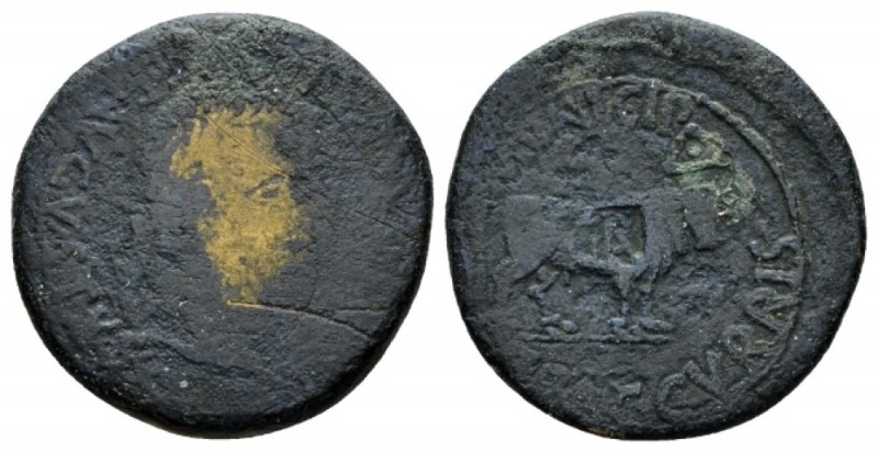 Hispania, Graccuris Tiberius, 14-37 As 14-37, Æ 27.5mm., 10.93g. Laureate head r...