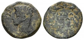 Hispania, Julia Traducta Octavian as Augustus, 27 BC – 14 AD As 27 BC- 14 AD, Æ 25mm., 8.99g. Bare head l. Rev. IVLIA/TRAD in two lines within wreath....