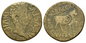Hispania, Lepida Celsa Octavian as Augustus, 27 BC – 14 AD As after 27 BC, Æ 27.5mm., 10.14g. Laureate head r. Rev. Bull r. Vives 161, 2. RPC 273.

...