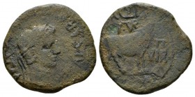 Hispania, Turiaso Tiberius, 14-37 As 14-37, Æ 28mm., 11.60g. Laureate head r. Rev. Bull standing r., head facing. RPC 419.

Good Fine.

 

In ad...