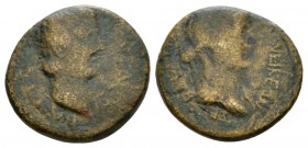 Macedonia, Thessalonica Tiberius, with Julia Augusta (Livia) Bronze 14-37, Æ 22mm., 8.30g. Bare head of Tiberius r. Rev. Draped bust of Livia r. RPC 1...