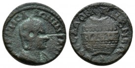 Macedonia, Thessalonica Salonina, wife of Gallienus Bronze 254-268, Æ 22mm., 7.80g. Draped bust r., set on crescent. Rev. Prize-urn with palm; inscrib...