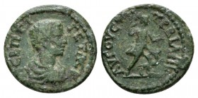 Thrace, Augusta Traiana Geta Caesar, 198-209 Bronze 198-209, Æ 18mm., 3.24g. Bare-headed, drpaed and cuirassed bust r. Rev. AVΓOVCTH TPAIANHC Artemis ...