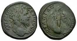 Thrace, Pautalia Septimius Severus, 193-211 Bronze 193-211, Æ 27.5mm., 15.00g. Laureate bust r. Rev. Eagle standing facing on globe, wings spread, hea...