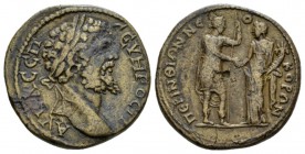 Thrace, Perinthus Septimius Severus, 193-211 Bronze 193-211, Æ 28.5mm., 14.36g. Laureate bust r. Rev. Emperor in military attire , standing r. and hol...