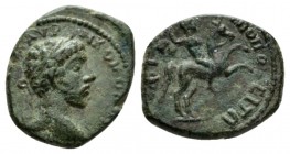 Thrace, Philippopolis Commodus, 177-192 Bronze 177-192, Æ 16.5mm., 5.35g. Laureate bust r. Rev. Emperor on horseback galloping r., raising r. hand. Va...