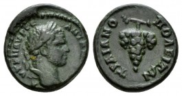 Thrace, Traianopolis Caracalla, 198-217 Bronze 198-217, Æ 17mm., 4.65g. Laureate bust r. Rev. Bunch of grapes. Varbanov 2786.

Good Very Fine.

 ...