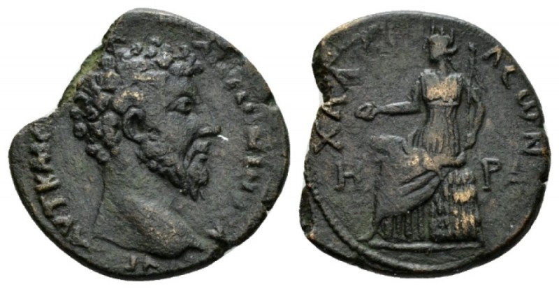Euboea, Chalcis Marcus Aurelius, 161-180 Bronze 161-180, Æ 26mm., 8.33g. ΑΥΤ ΚΑΙ...