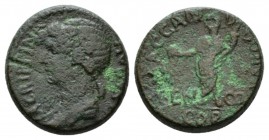 Corinthia, Corinth Agrippina Junior, daughter of Germanicus and Agrippina Senior Bronze 54-55, Æ 18.5mm., 7.43g. Draped bust l. Rev. Genius standing l...