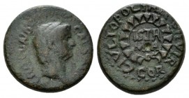 Corinthia, Corinth Nero, 54-68 Bronze 57 - 58 or 58 - 59, Æ 20.5mm., 6.97g. . Bare head r. Rev. ISTH / MIA in pine wreath . Amandry XXI31 . De4 RIIb5 ...