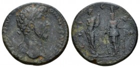 Corinthia, Corinth Commodus, 177-192 Bronze 177-192, Æ 28mm., 12.56g. Laureate head r. Rev. Aphrodite standing l. with head turned back , holding plat...