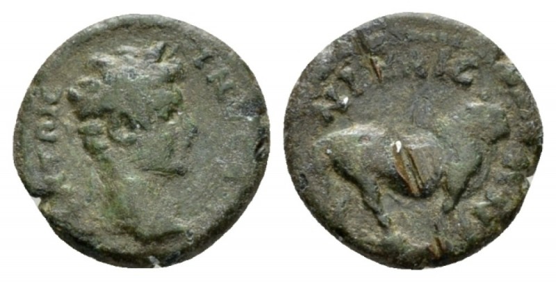 Bithynia, Nicaea Caracalla, 198-217 Bronze 198-217, Æ 15mm., 2.43g. Laureate bus...