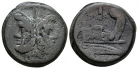 As after 211, Æ 31.5mm., 38.48g. Laureate head of Janus; above, mark of value. Rev. Prow r.; above, mark of value and below, ROMA. Sydenham 143. Crawf...