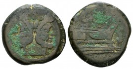 SAFRA As 150, Æ 30mm., 23.05g. Laureate head of Janus; above, mark of value. Rev. Prow r.; above, SAFRA. Before, dolphin and below, ROMA. Babelon Afra...